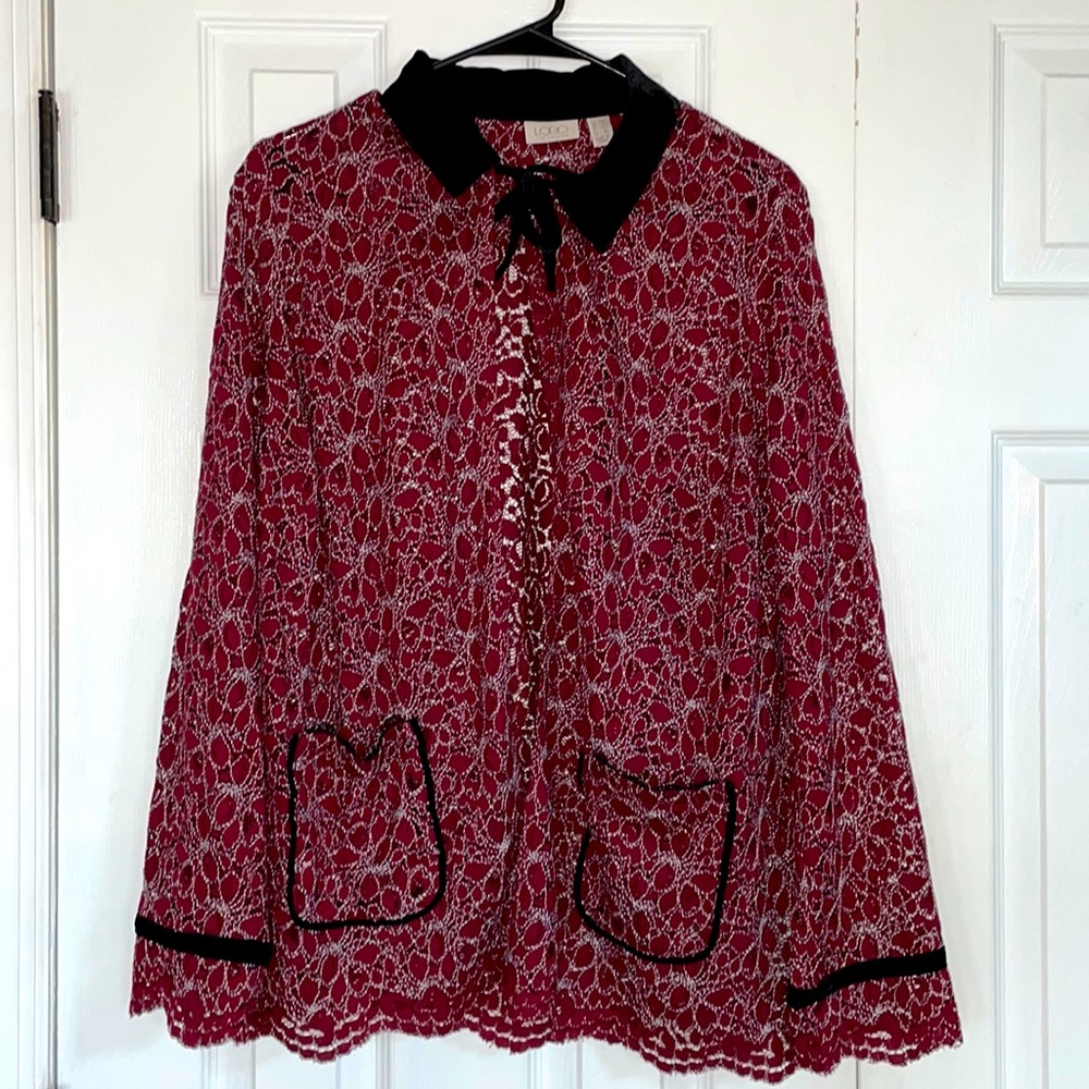 NWOT LOGO Lace Jacket with Velvet Detail - XXS